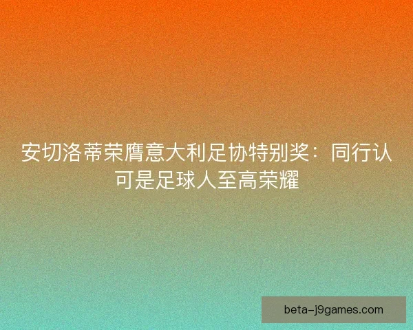 安切洛蒂荣膺意大利足协特别奖：同行认可是足球人至高荣耀